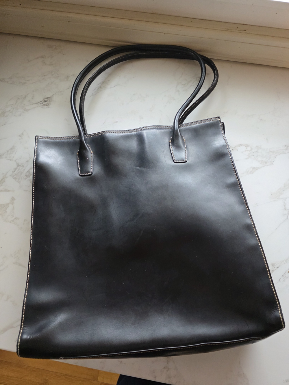 Wilsons Leather Black Oversized Tote Bag